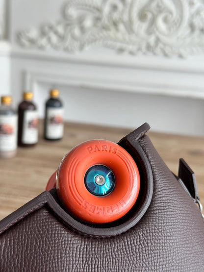 HM Bolide Mini 19cm Burgundy Epsom Leather on Orange Wheels