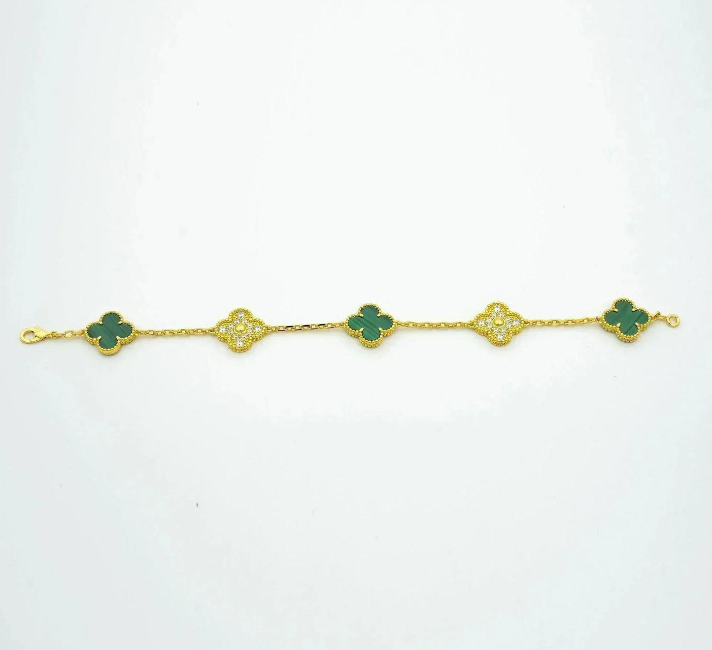 [GALE]CLOVER  5 MOTIF MALACHITE DIAMOND BRACELET