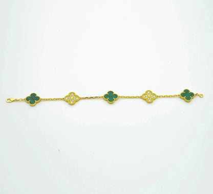 [GALE]CLOVER  5 MOTIF MALACHITE DIAMOND BRACELET