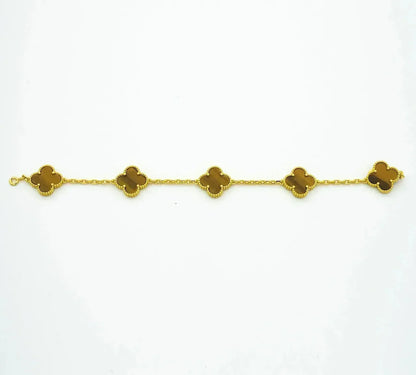 [GALE] CLOVER 5 MOTIFS TIGER EYE BRACELET COLLECTION