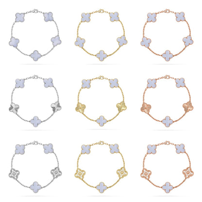 [GALE] CLOVER 5 MOTIF PURPLE CHALCEDONY BRACELET COLLECTION