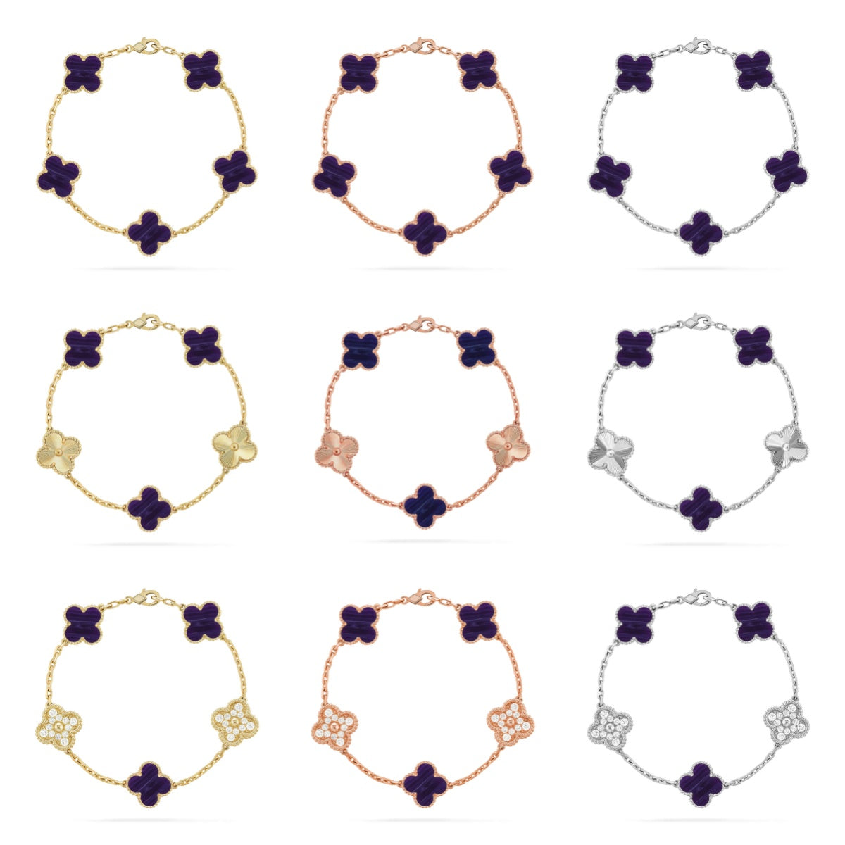 [GALE]CLOVER 5 MOTIF PURPLE STRIPES BRACELET COLLECTION