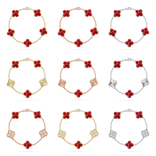 [GALE]CLOVER 5 MOTIF RED PATTERN BRACELET COLLECTION