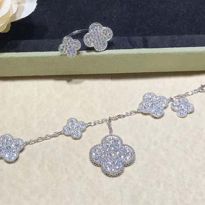 [GALE]CLOVER 6 MOTIFS SILVER DIAMOND BRACELET