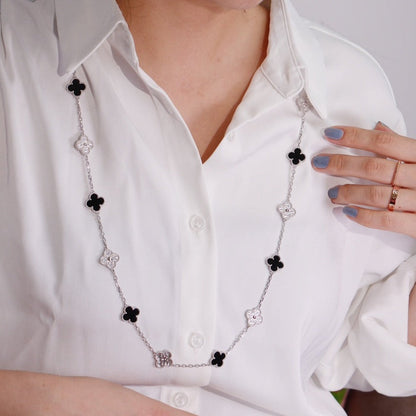 [NOVO]クローバー 20モチーフ オニキス ダイヤモンド シルバー