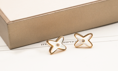 [NEU] JEUX DE WHITE MOP PINK GOLD DIAMOND EARRINGS