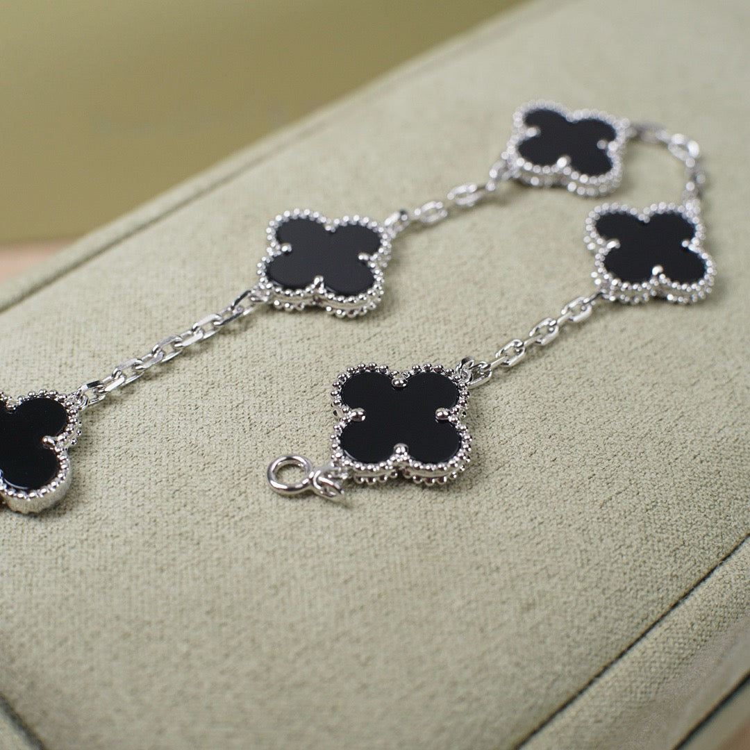[GALE]Clover & Love Sliver 2-Piece Bracelet Stack Set
