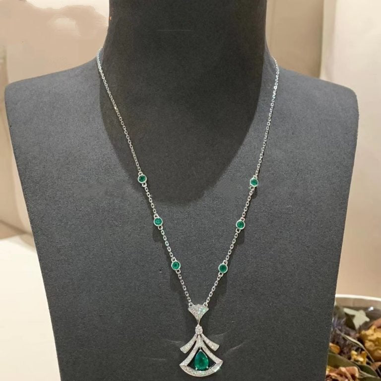 [GALE]DREAM NECKLACE MALACHITE DIAMOND SILVER