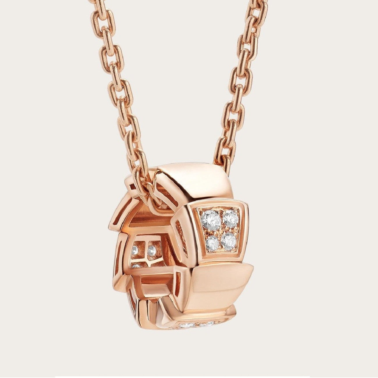 [GALE]SERPENTI PEDANT DIAMOND PINK GOLD NECKLACE