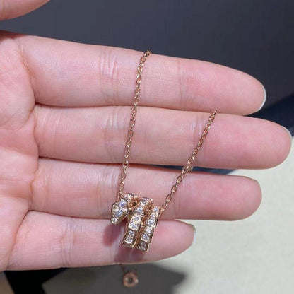 [GALE]SERPENTI PINK GOLD NECKLACE DOUBLE RING DIAMOND