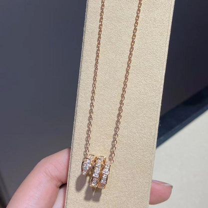 [GALE]SERPENTI PINK GOLD NECKLACE DOUBLE RING DIAMOND