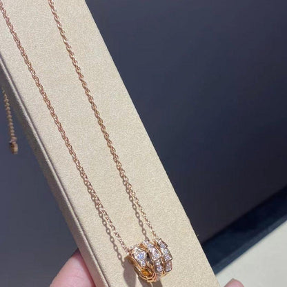 [GALE]SERPENTI PINK GOLD NECKLACE DOUBLE RING DIAMOND