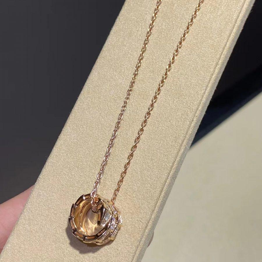 [GALE]SERPENTI PINK GOLD NECKLACE DOUBLE RING DIAMOND