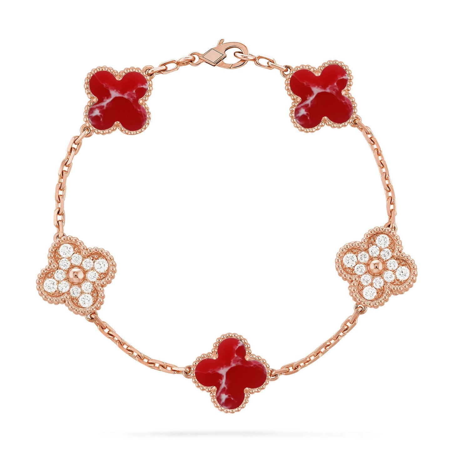 [GALE]CLOVER 5 MOTIF RED PATTERN BRACELET COLLECTION