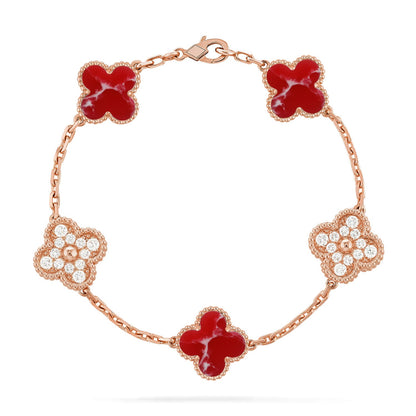[GALE]CLOVER 5 MOTIF RED PATTERN BRACELET COLLECTION