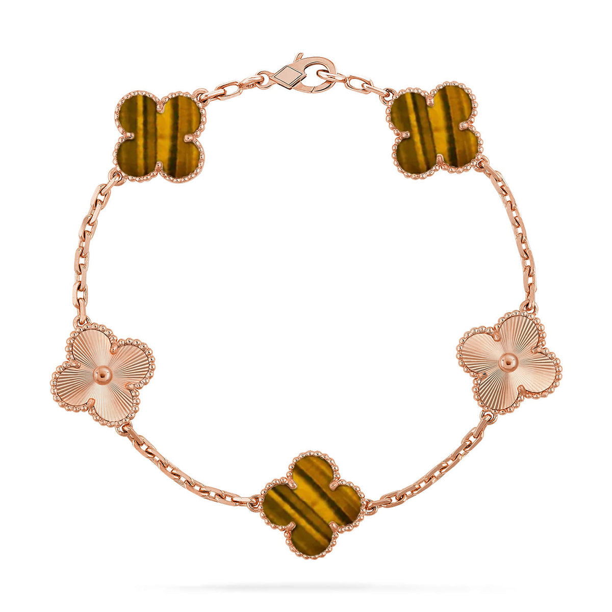 [GALE] CLOVER 5 MOTIFS TIGER EYE BRACELET COLLECTION