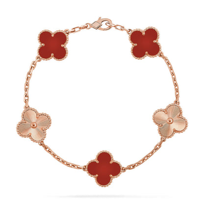 [GALE] CLOVER 5 MOTIF RED CORNELIAN BRACELET COLLECTION