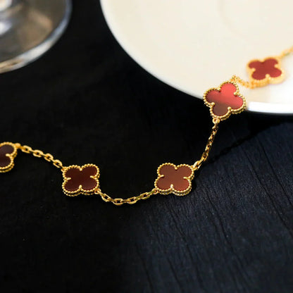 [GALE] CLOVER 5 MOTIF RED CORNELIAN BRACELET COLLECTION