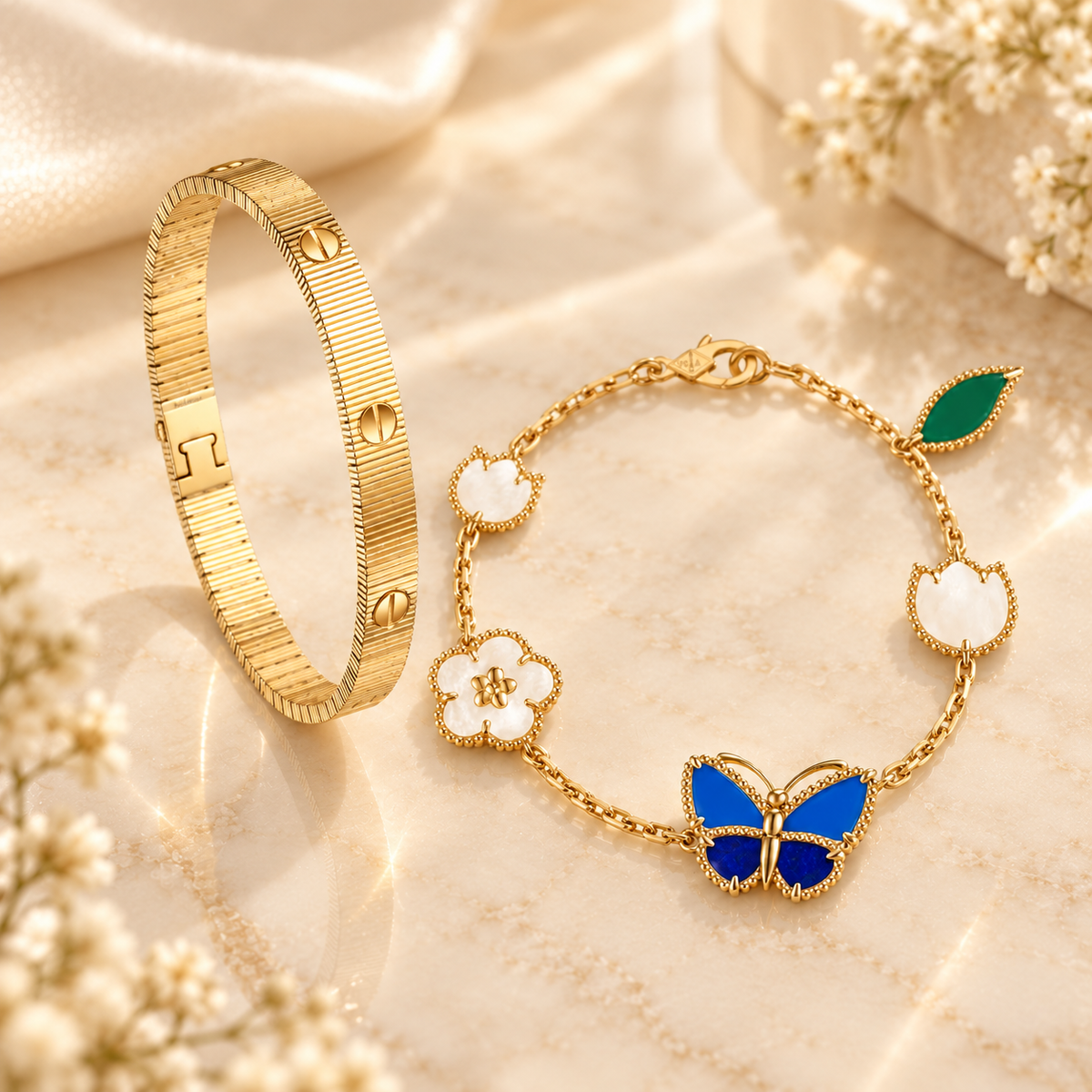 [GALE] Lucky Spring Butterfly 5-Motif & LOVE Unlimited Bracelet Stack Set