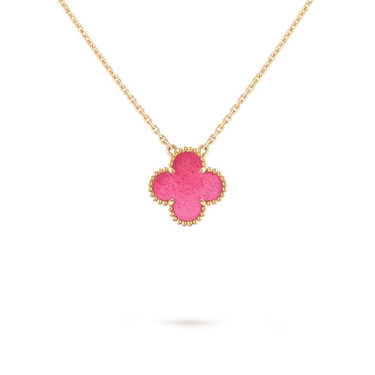 [GALE] NEW CLOVER 15MM PINK ENAMEL NECKLACE