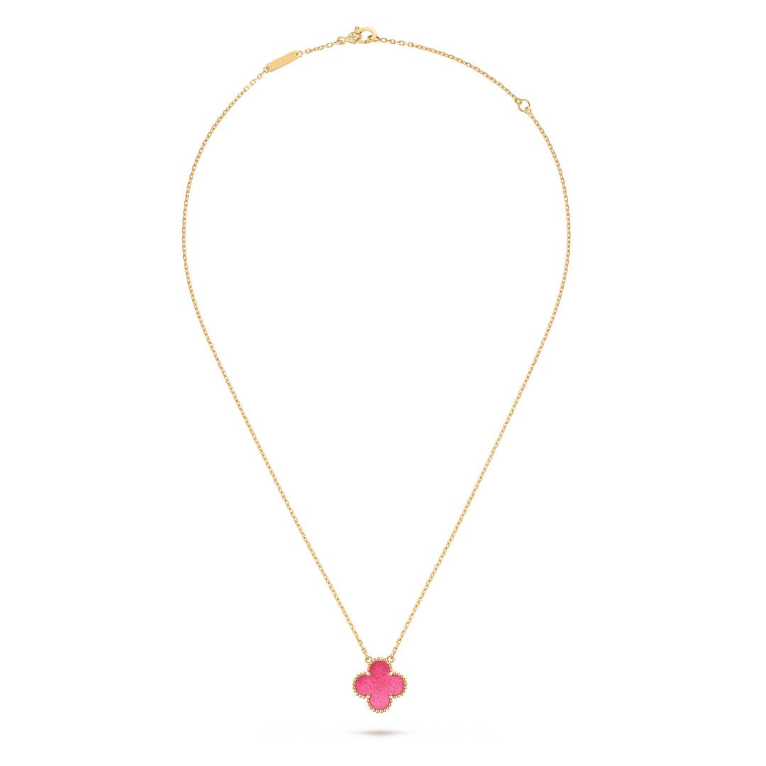 [GALE] NEW CLOVER 15MM PINK ENAMEL NECKLACE