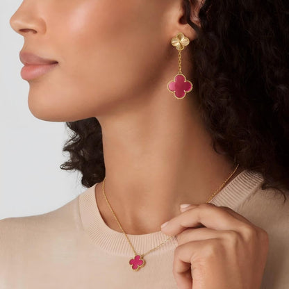 [GALE] NEW CLOVER 15MM PINK ENAMEL NECKLACE