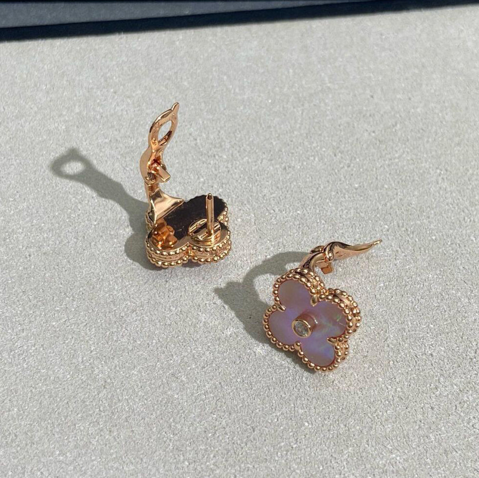 [NOVO]CLOVER MEDIUM 1 DIAMANT ROSA OHRRINGE