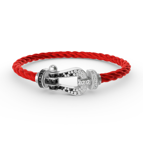 [GALE]FORCE LARGE HORSESHOE BLACK WHITE DIAMOND BRACELET SILVER