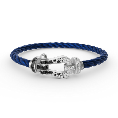 [GALE]Pave Gemstone Love &Force Large Horseshoe Diamond Duo Bracelet Stack Set