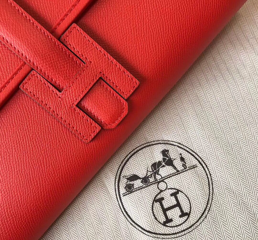 Hermes Jige Elan 29 Clutch In Red Epsom Leather