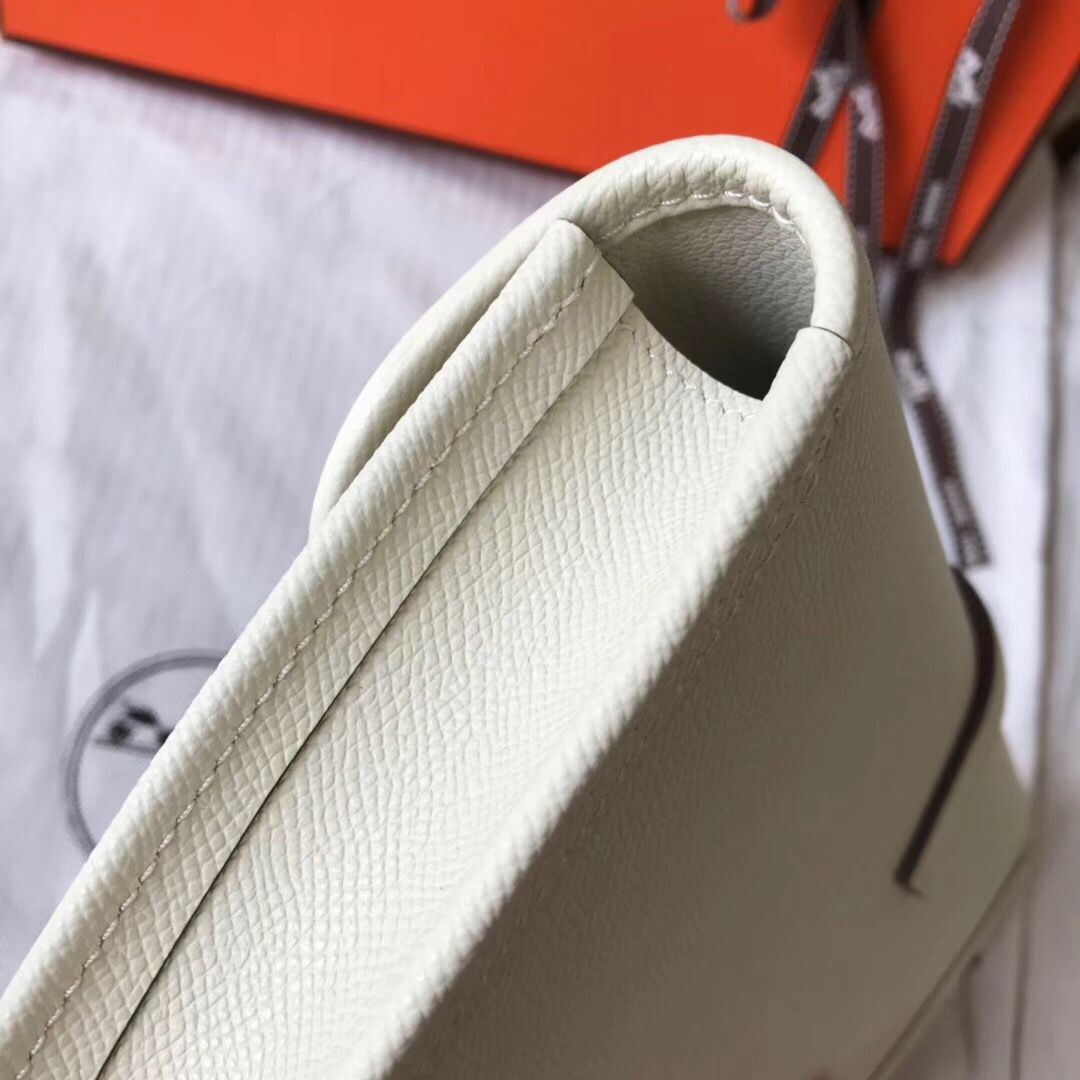 Hermes Jige Elan 29 Clutch In White Epsom Leather