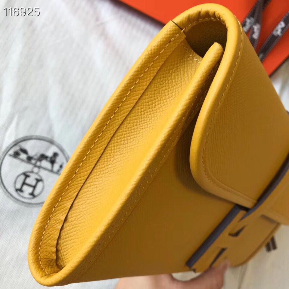 Hermes Jige Elan 29 Clutch In Yellow Epsom Leather