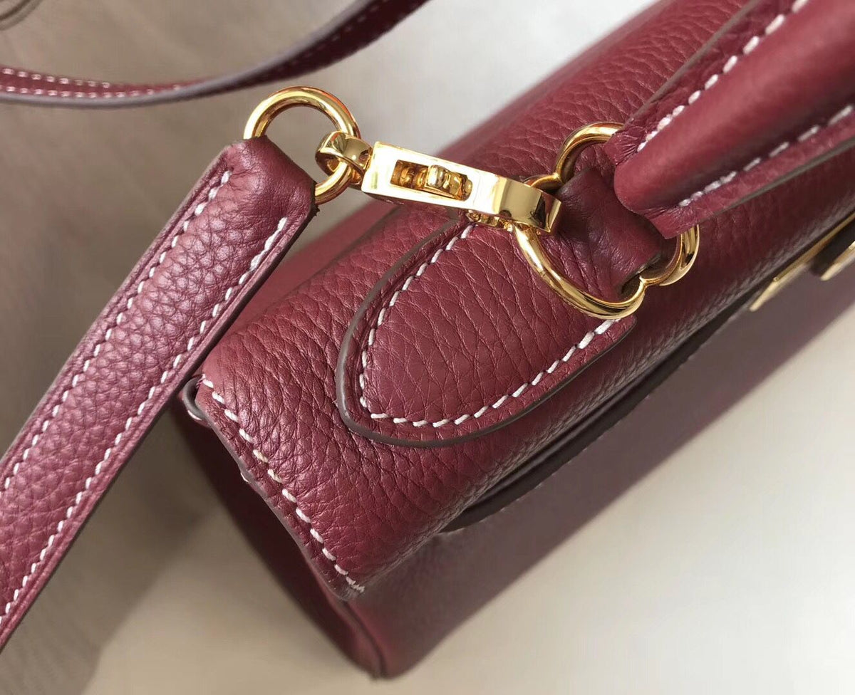 HM KELLY 28CM BURGUNDY TOGO LEATHER GOLD HARDWARE