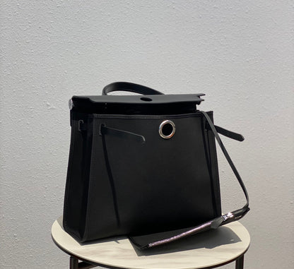 Herbag 31 Toile Black Canvas Black Cowhide Leather