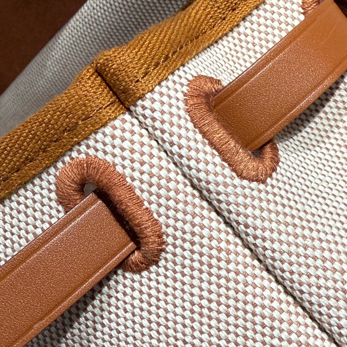 HM Mini Herbag Silver Buckle 20 Beige Canvas and Hunter Cowhide 243216
