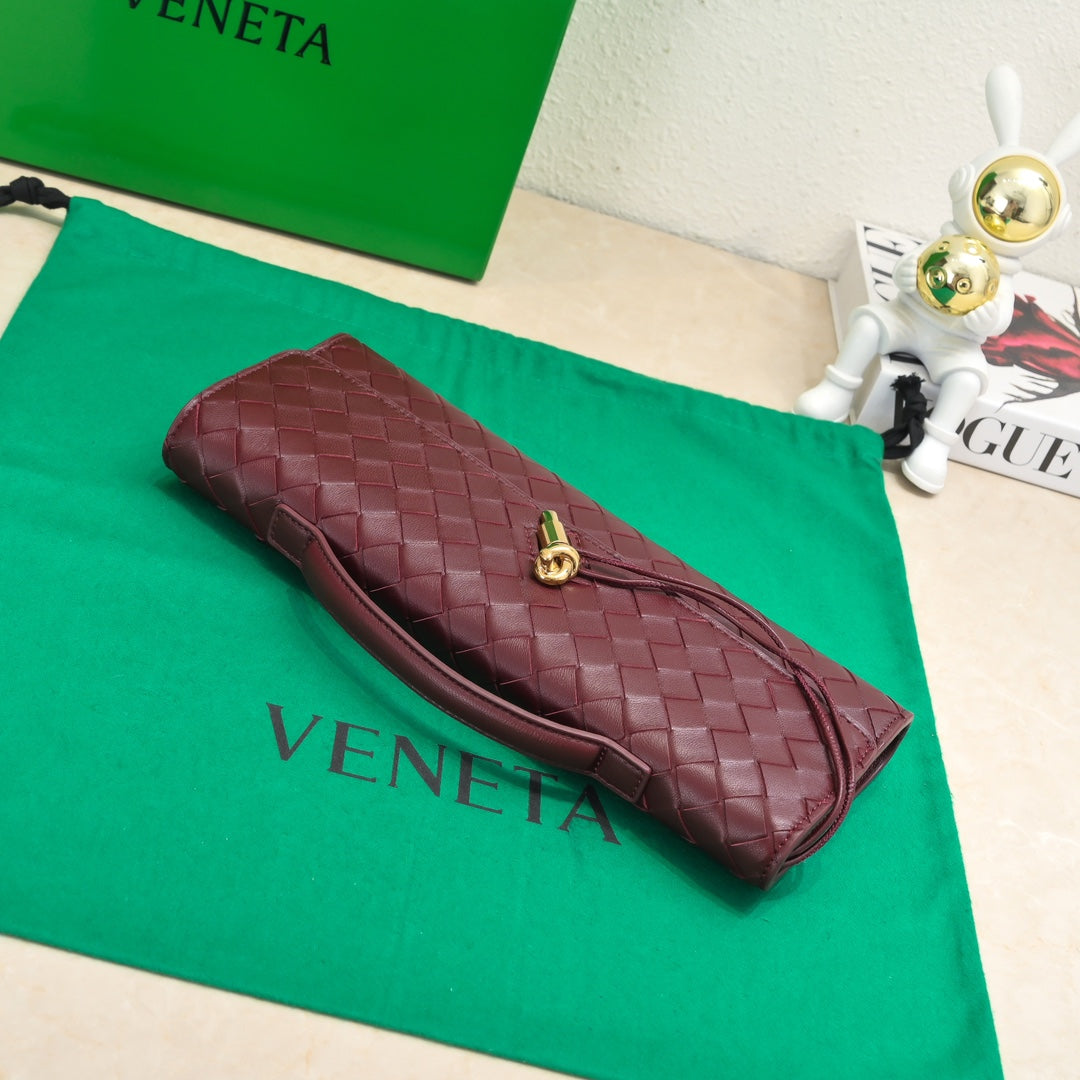 BV Long Clutch Andiamo With Handle 31cm Burgundy Calfskin Ghw