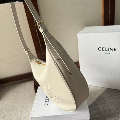 SMALL HÉLOÏSE BAG CUIR 22 IN WHITE CALFSKIN EMBOSSED LOGO