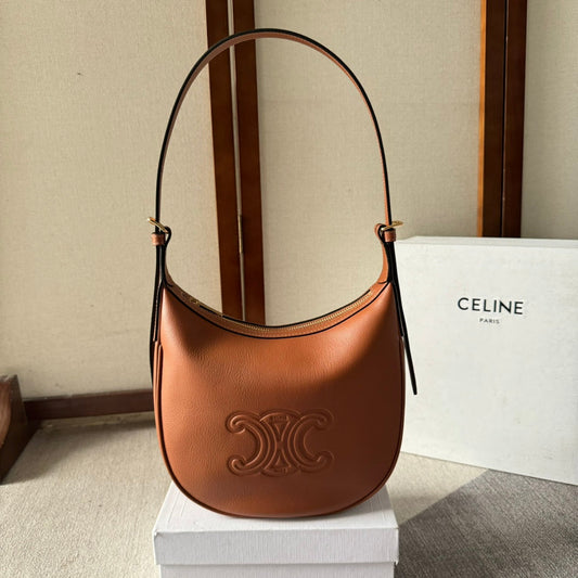 SMALL HÉLOÏSE BAG CUIR 22 IN GINGER ORANGE CALFSKIN EMBOSSED LOGO