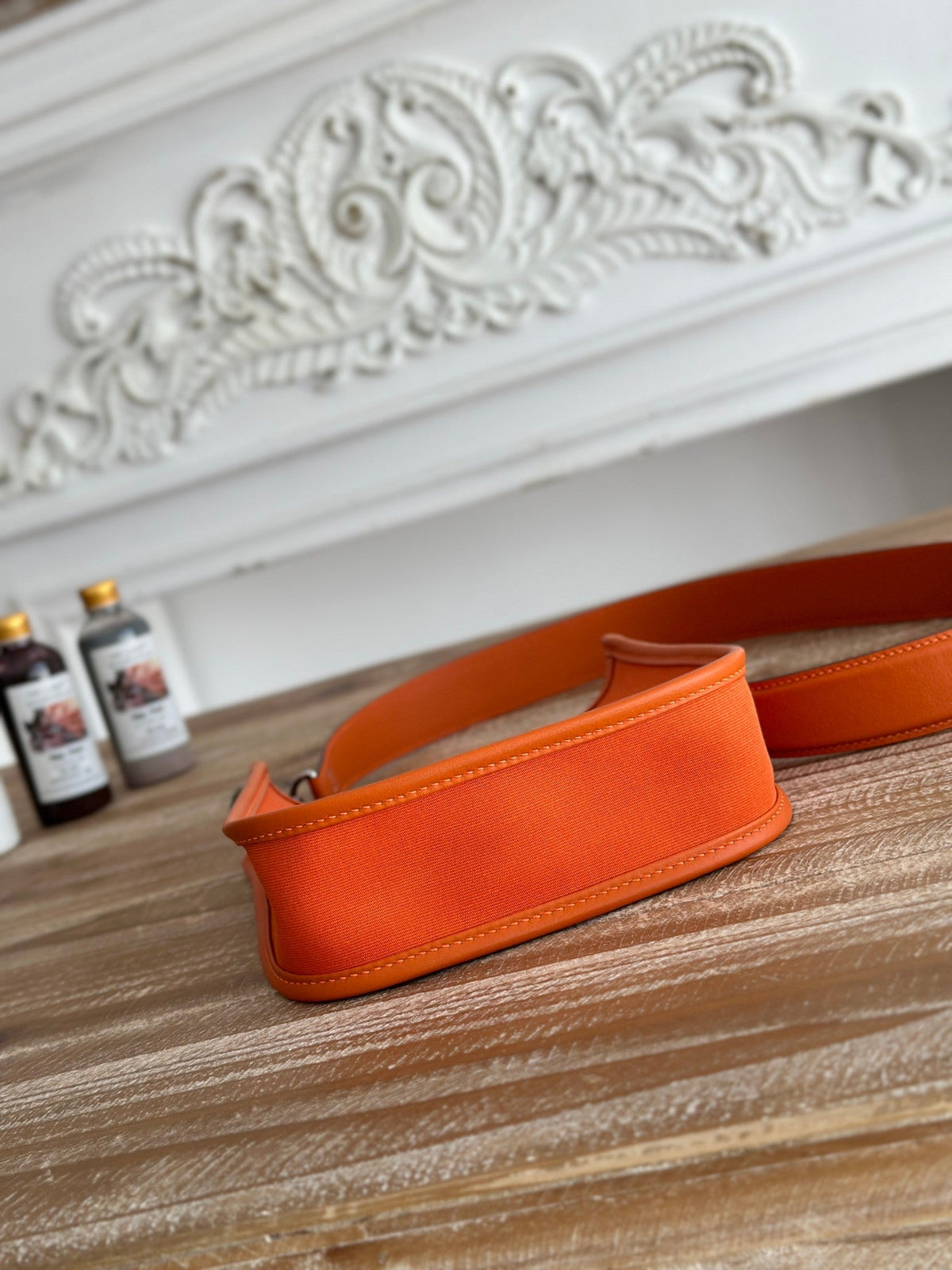 MINI NEO 17 EVELYNE BAG IN FIRE ORANGE CANVAS AND CALFSKIN