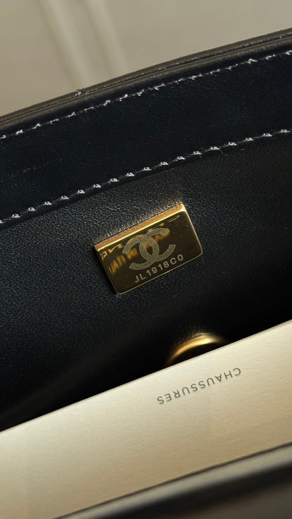 Mini Flap 22cm Black Lambskin Gold Hardware
