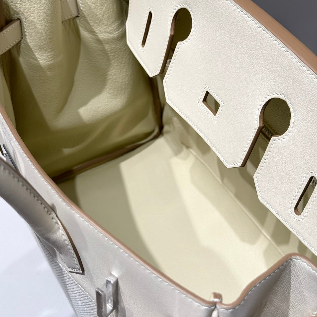 HM Birkin 30 Milkshake White Canvas with Swift Leather Silver Hardware 237310