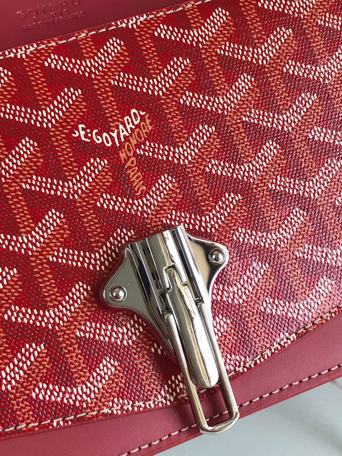 DUCHESSE MARIE-CAROLINE BAG 25 IN RED GOYARDINE CANVAS AND SMOOTH CALFSKIN