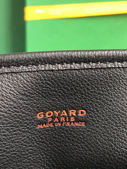 ANJOU MINI BAG 20 IN BLACK CALFSKIN AND GOYARDINE CANVAS