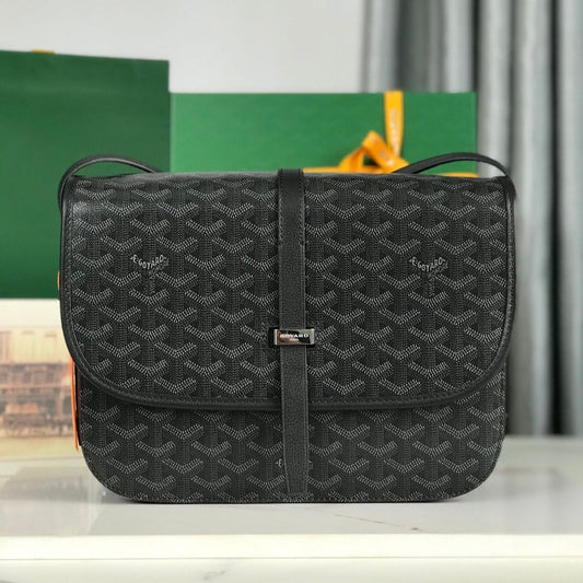 BELVEDERE MM BAG 28 IN BLACK GOYARDINE CANVAS AND CALFSKIN