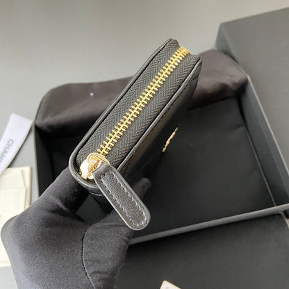 CC 19 Zipped Wallet 19cm Black Calfskin