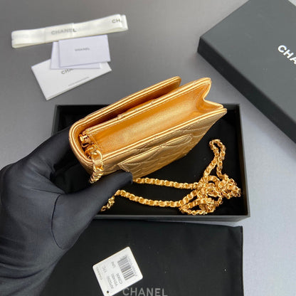 CC Woc 20cm Gold Metalic Calfskin Gold Hardware