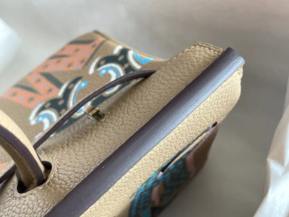 BIRKIN 25 BAG IN PEANUT BROWN CALFSKIN WITH COLORFUL STICKER (MADE - TO - ODER)