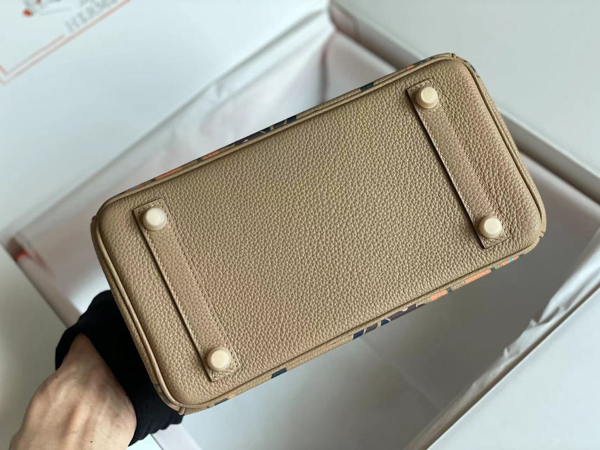 BIRKIN 25 BAG IN PEANUT BROWN CALFSKIN WITH COLORFUL STICKER (MADE - TO - ODER)