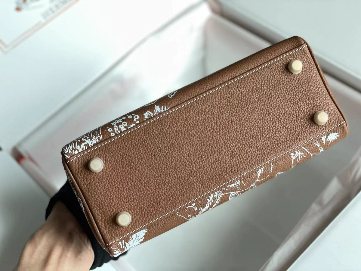 BIRKIN 25 BAG IN CHOCOLATE BROWN CALFSKIN WITH WHITE STICKER (MADE - TO - ODER)