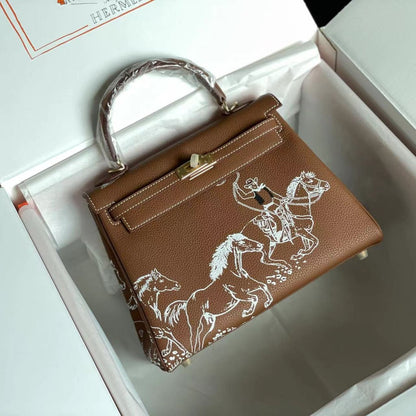 BIRKIN 25 BAG IN CHOCOLATE BROWN CALFSKIN WITH WHITE STICKER (MADE - TO - ODER)